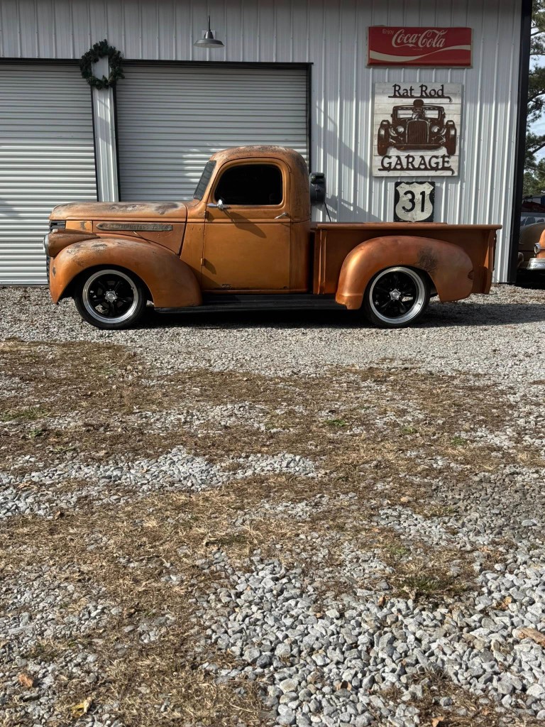 Custom rat rod show truck at Rustin Customs